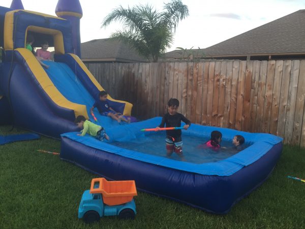 bounce house with pool