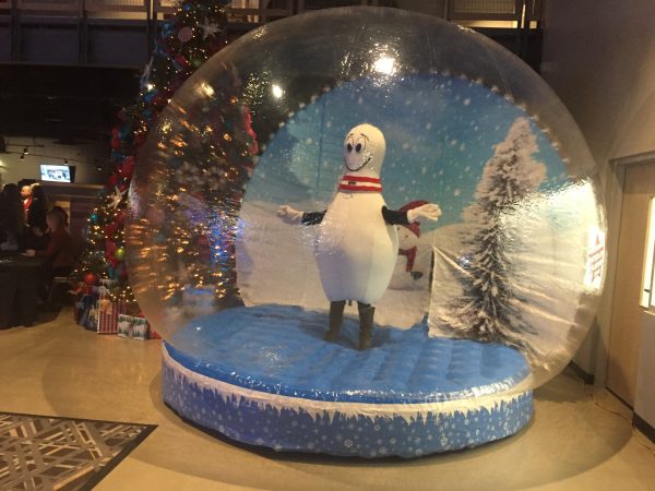 inflatable human snow globe