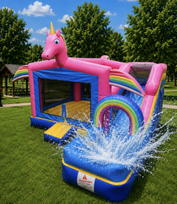 Unicorn Bounce House Combo with Water Slide